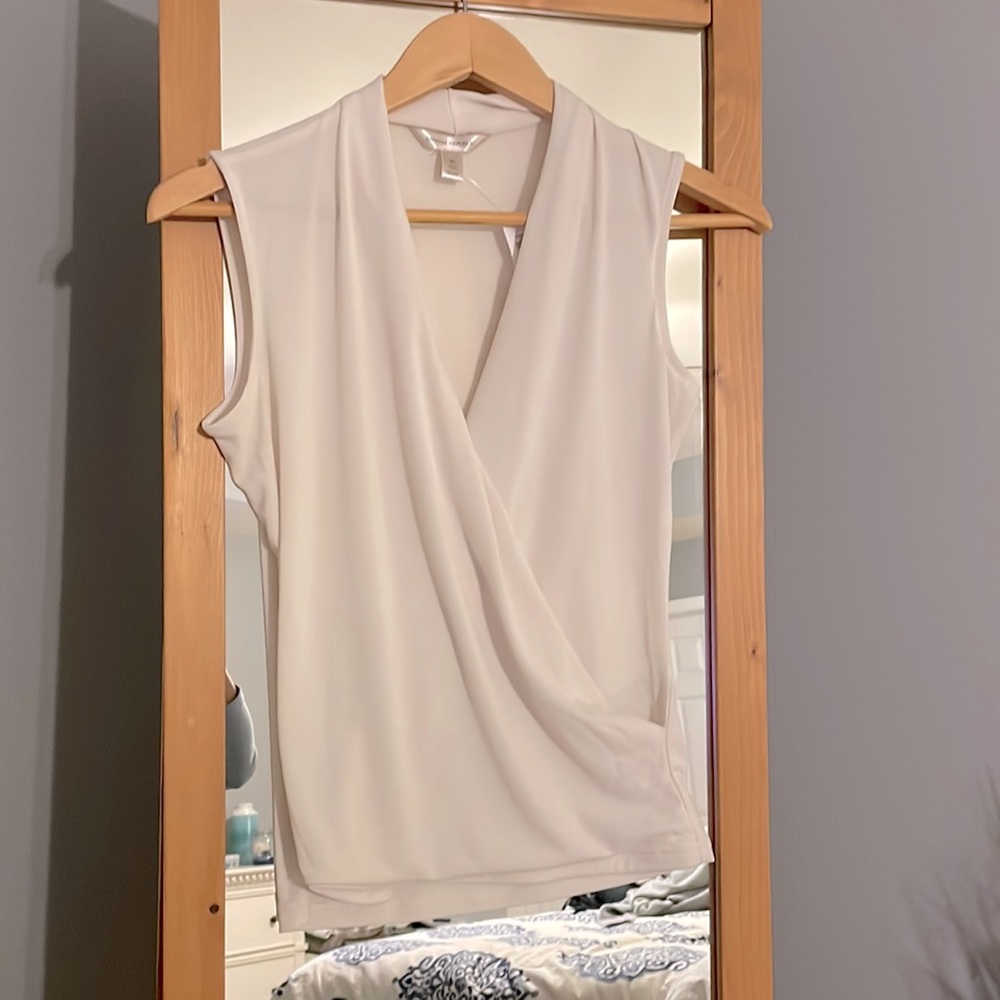 Banana Republic cream deep-v blouse